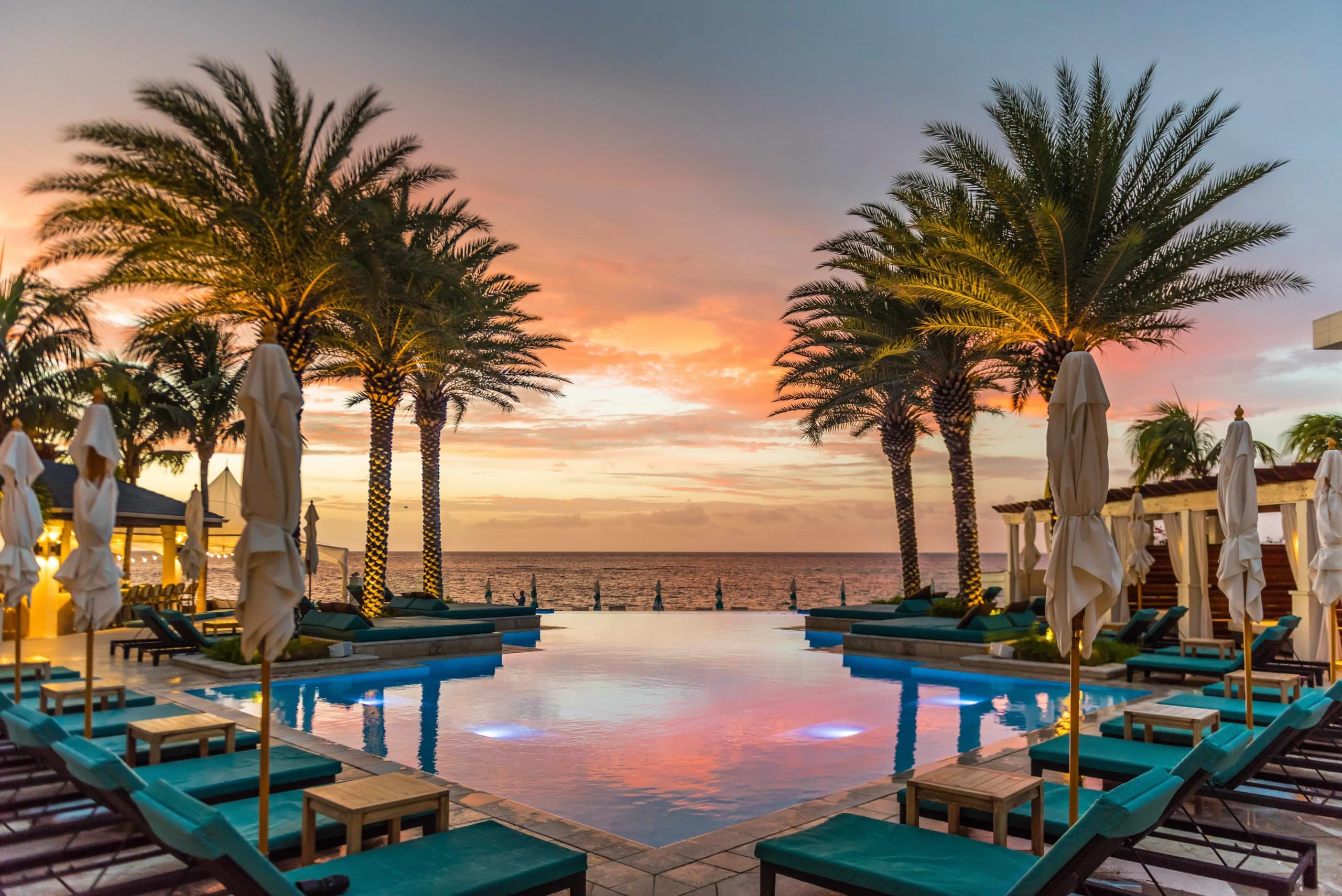 Zemi Beach House Pool at sunset