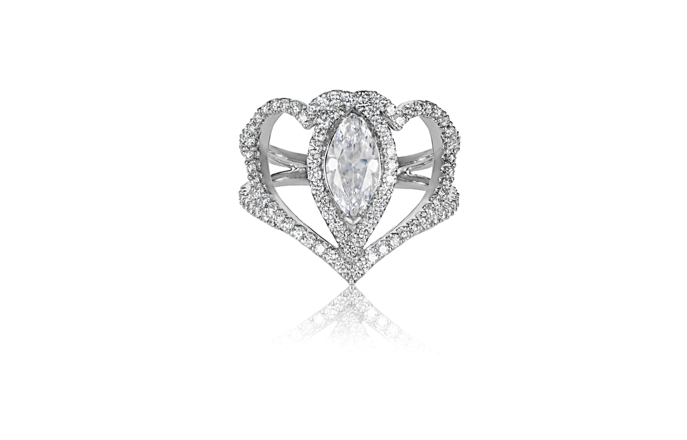 Karl Lagerfeld: 18 Karat White Semi-Mount Ring With .38Tw Round Diamonds  Name: Eiffel tour Kollection - 001-140-03612