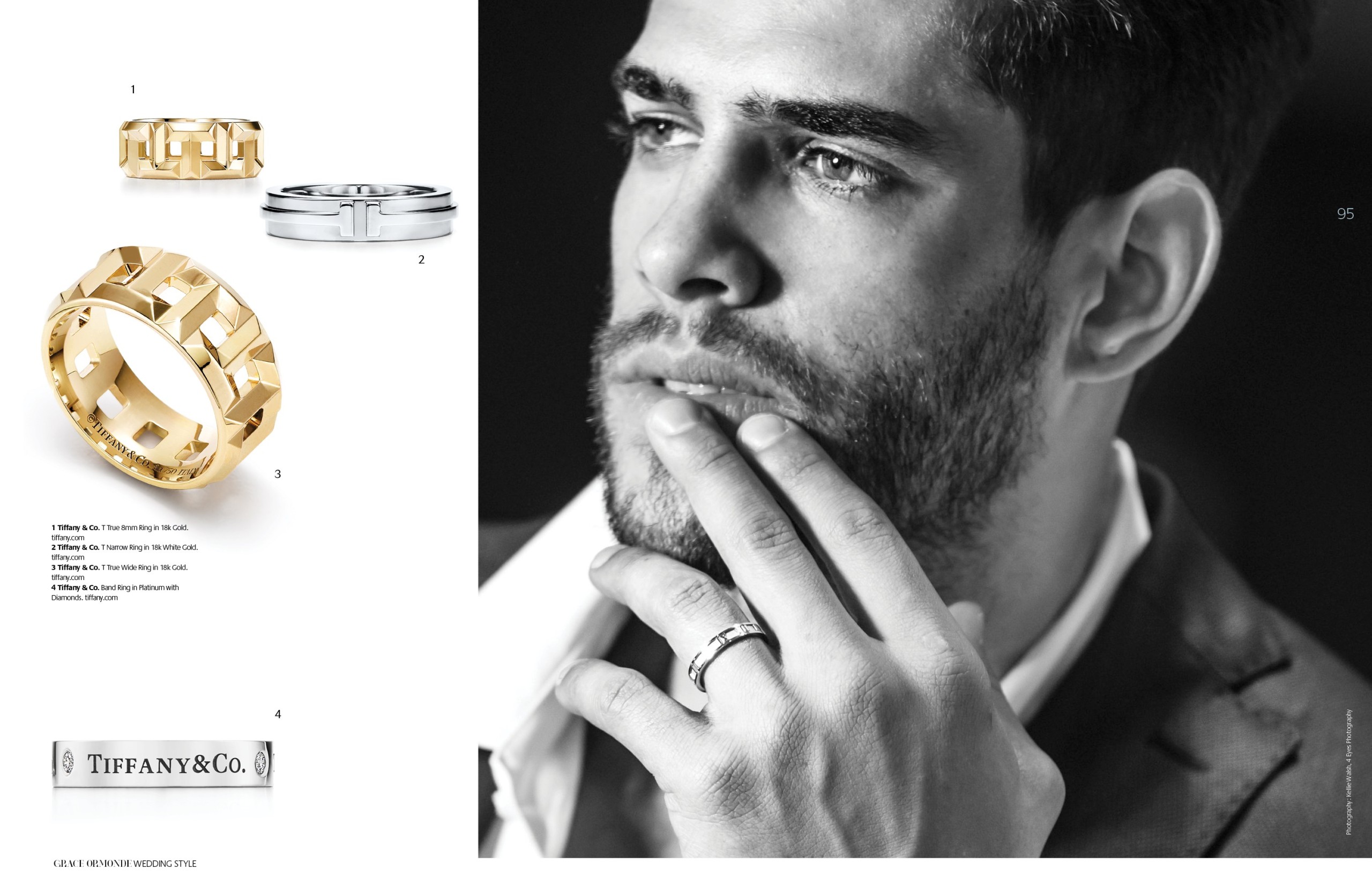 Tiffany & Co. 18k White Gold & Diamond Mens Wedding Band - Ideal Luxury