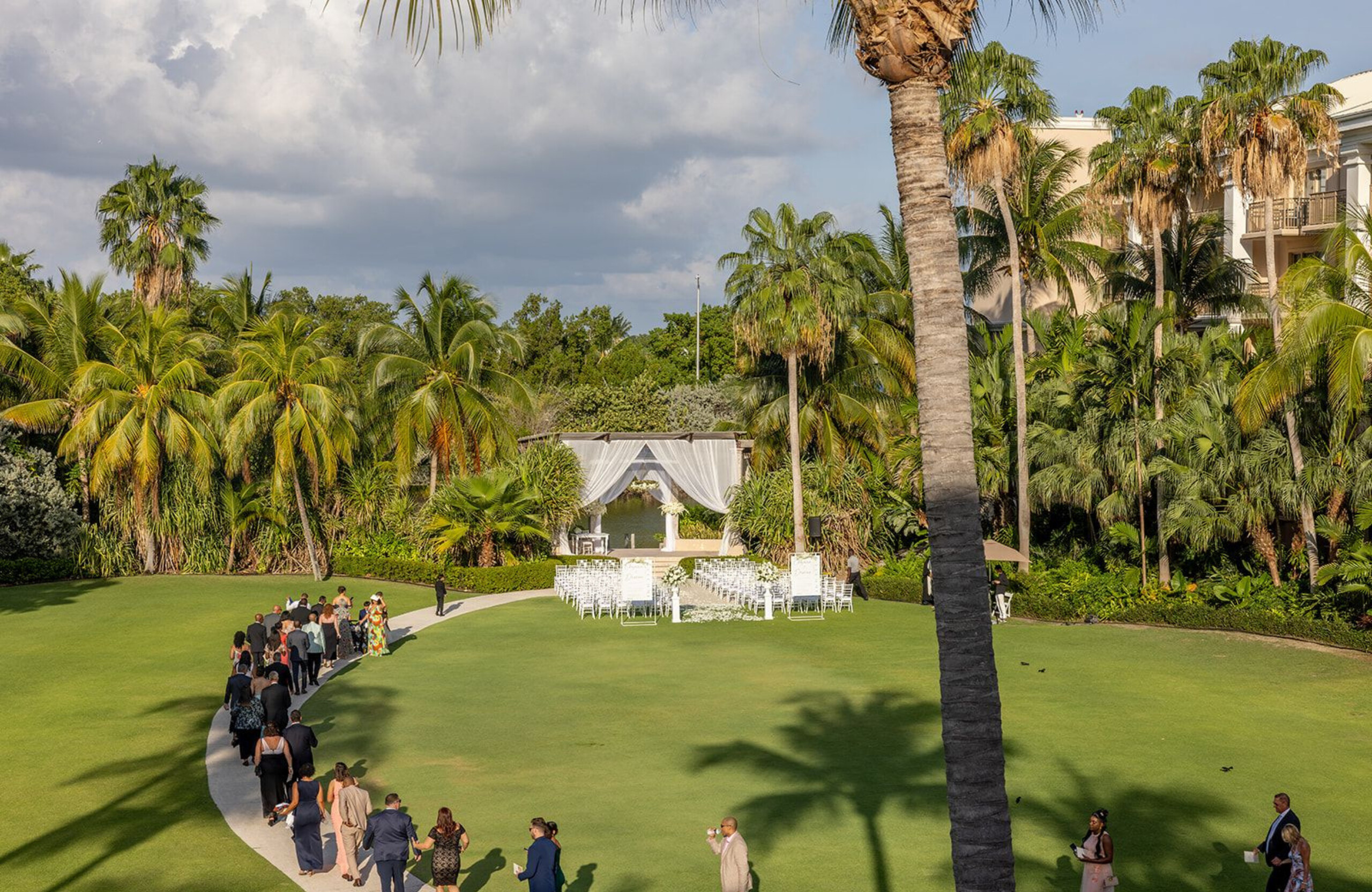 outdoor wedding ceremony setup at The Ritz-Carlton Grand Cayman