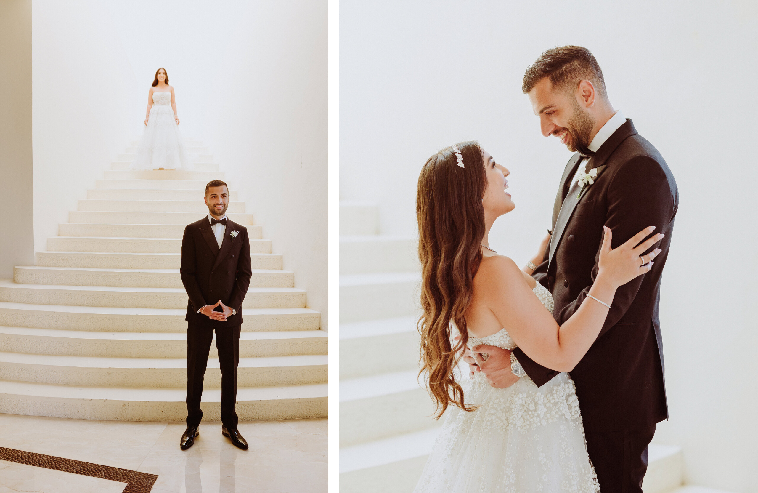 bride and groom first look at Grand Velas Riviera Nayarit