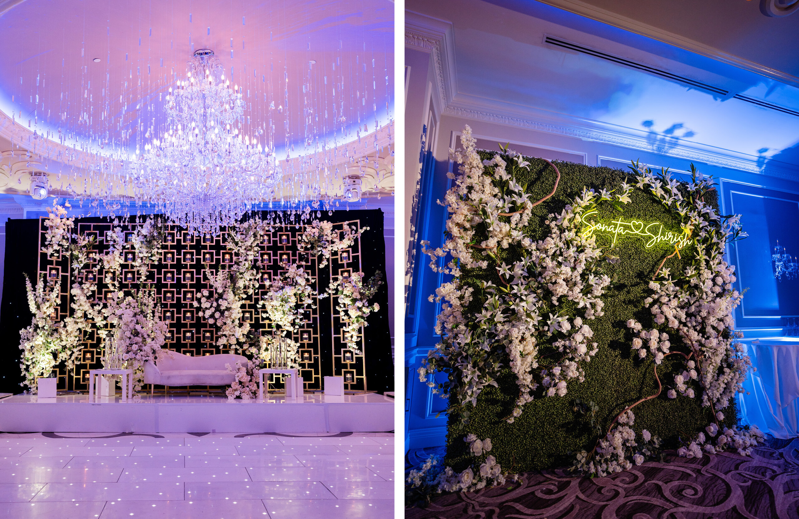 starlight themed wedding reception decor