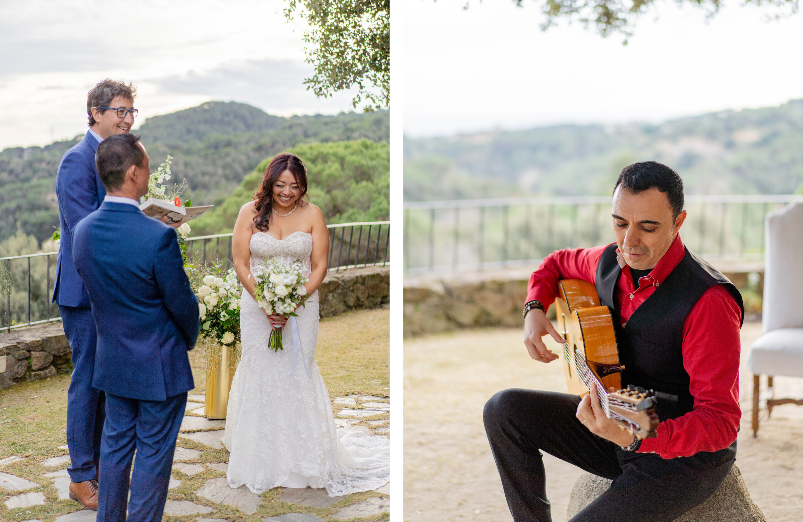 vow renewal ceremony in Barcelona with live guitarist