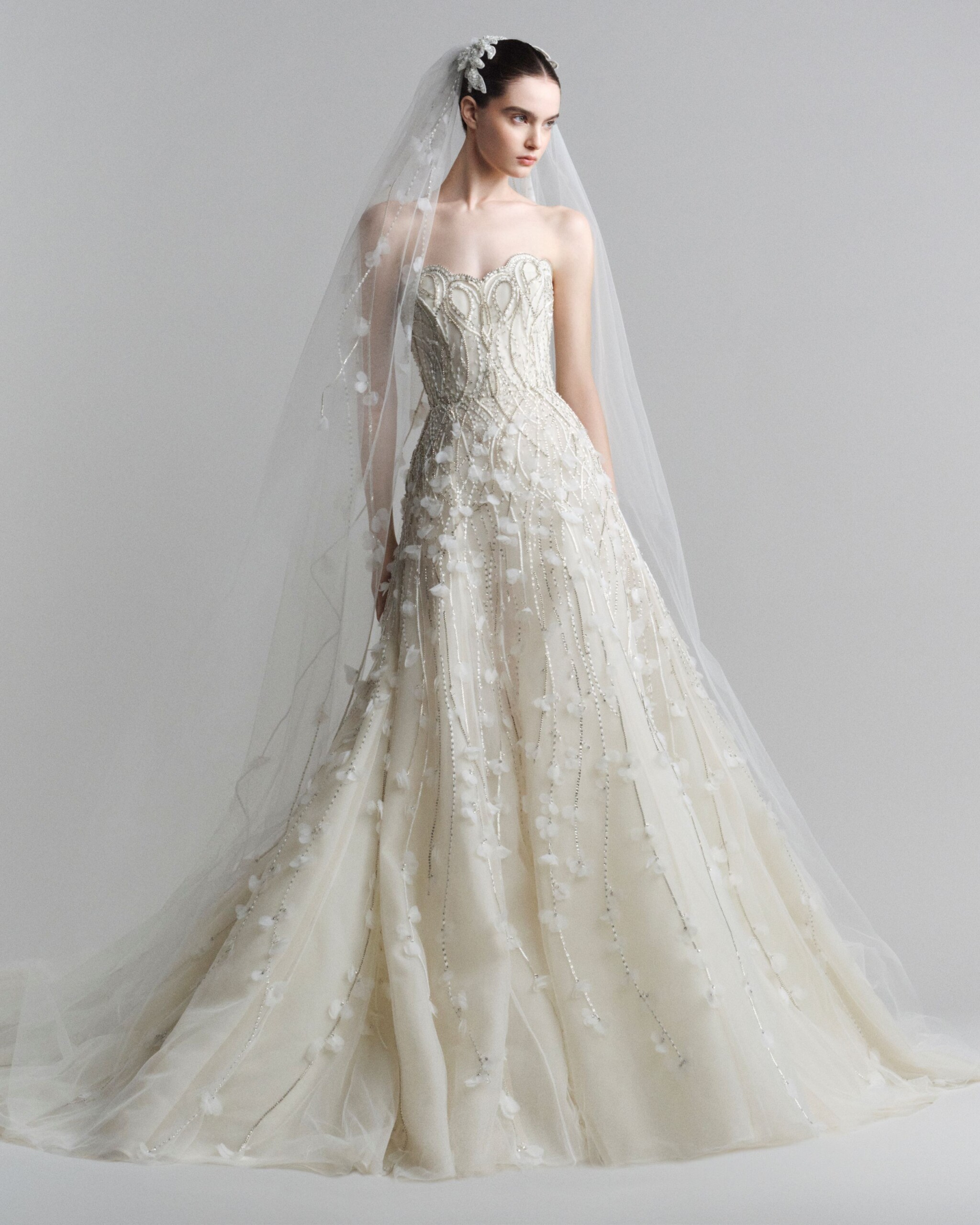 Strapless Appliqued Wedding Dress