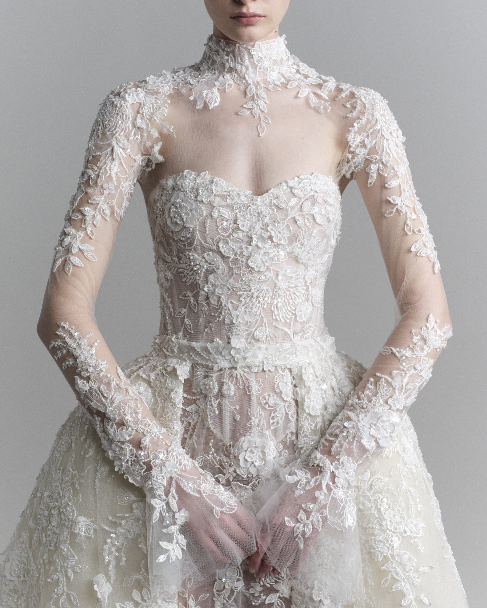 Long Sleeved Lace Wedding Gown