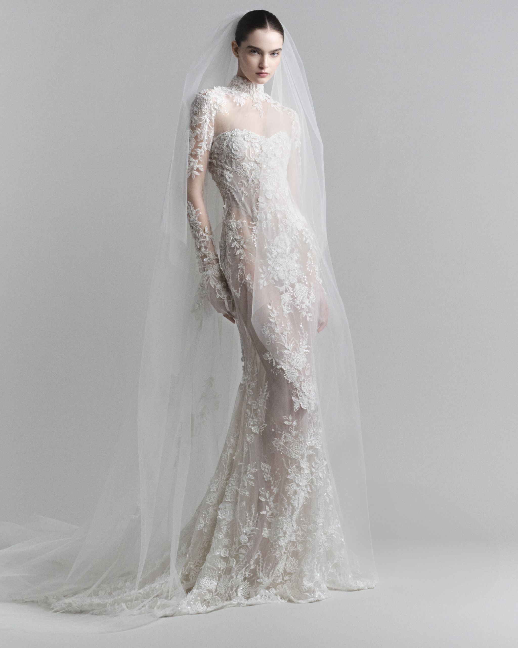 Long Sleeved Lace Wedding Gown