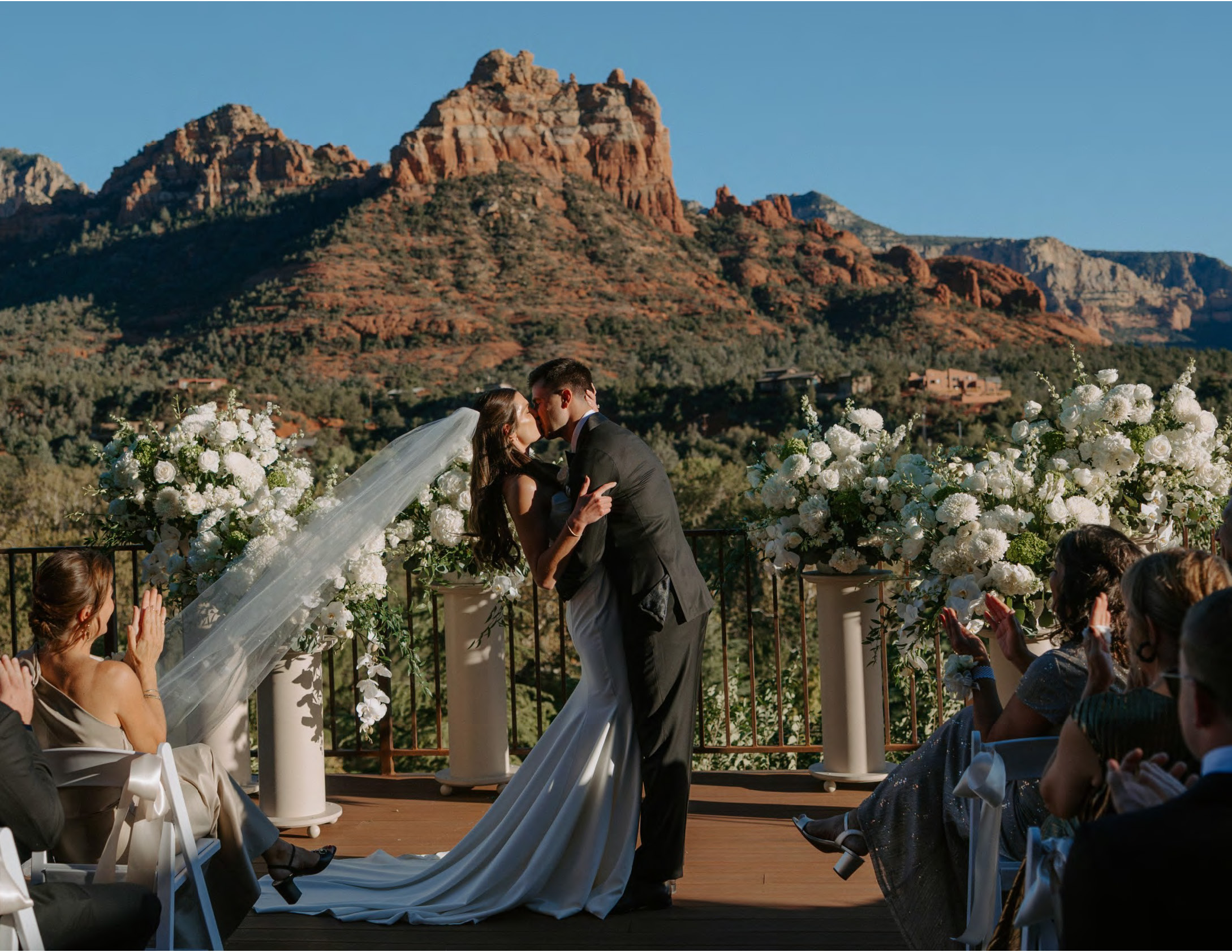 Bride and Groom with Sedona Vista in Background