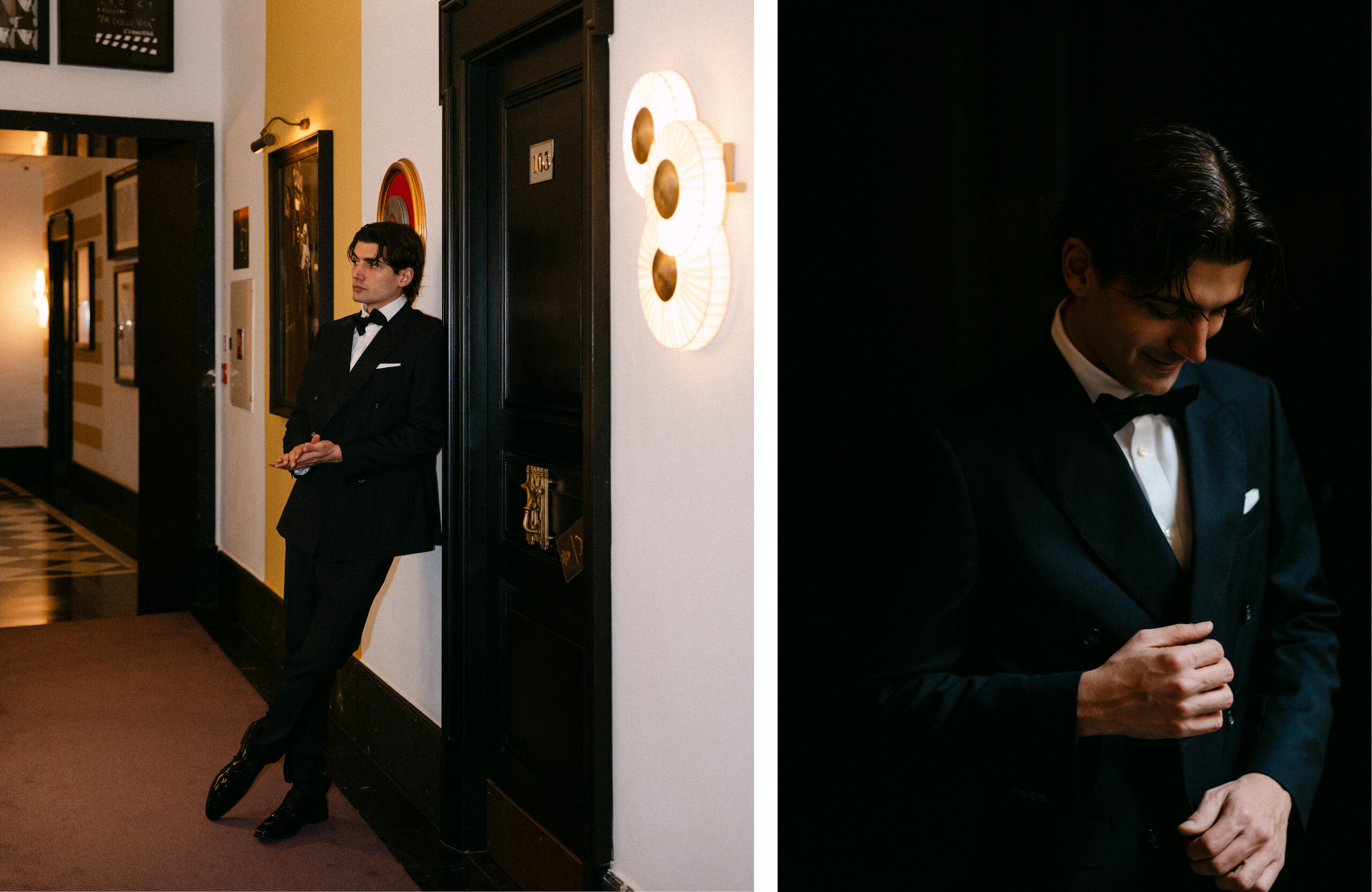 groom wearing Hugo Boss suit