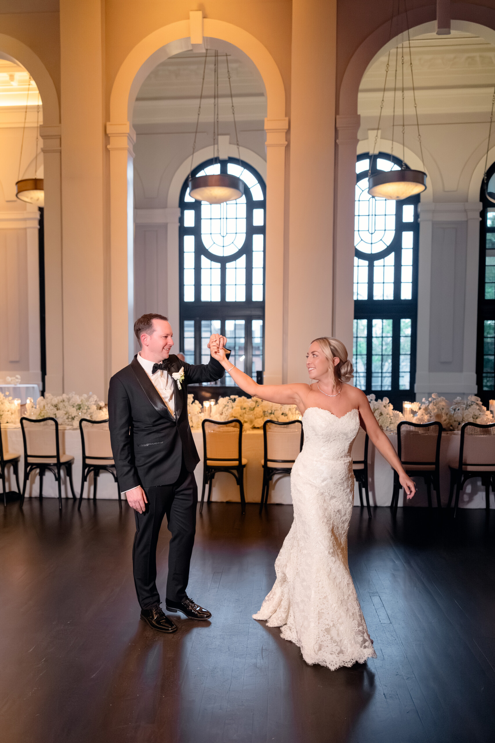 0G4A5314 bride and groom walking into ballroom reception at Pendry Baltimore