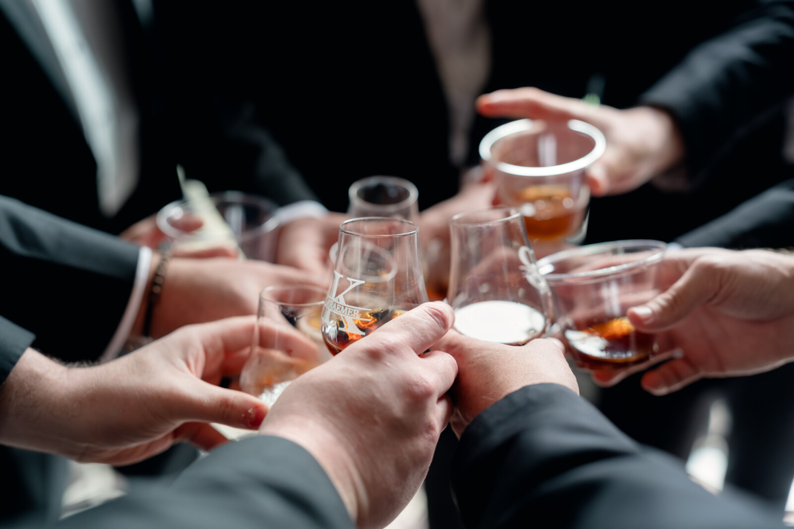 custom bourbon for groom and groomsmen cheers